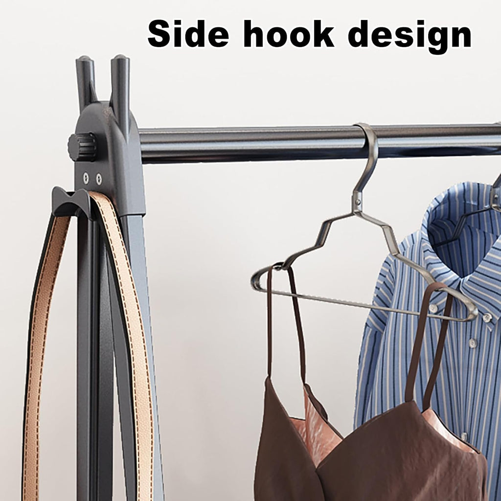 Foldable Garment Rack, Heavy Duty Clothes Rack With Wheels, Metal Collapsible Rolling Portable Wardrobe Racks, Adjustable Width (21.7-47.2'')(80cm/31.5in)