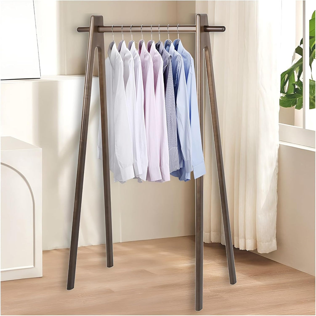 Vintage Wood Clothing Rack for Hanging Clothes, 60kg Capacity Freestanding A-frame Garment Rack for Bedroom, Guest Room, Entryway(62 x 47 x 140 cm)