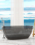 CASAINC 59' Resin Freestanding Bathtub Transparent Soaking Tub Modern Oval Design Stand Alone Tub with Pop-up Drain, 65.52 Gallons Water Storage Capacity 410 MM Soaking Depth, Transparent Ash Gray