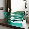 Freestanding Bathtub – Solid Surface Bathtub Soaking Tub With Wave-Texture Resin, Extra-Deep Free Standing Tub Design For Modern Spa-Style Stand Alone Bathrooms (64',Green)