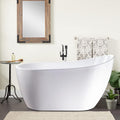 Vanity Art 54 X 28 Inch White Acrylic Freestanding Bathtub | Contemporary Design Soaking Tub with Pop-up Drain and Slotted Overflow Included, UPC Certified VA6525-MB
