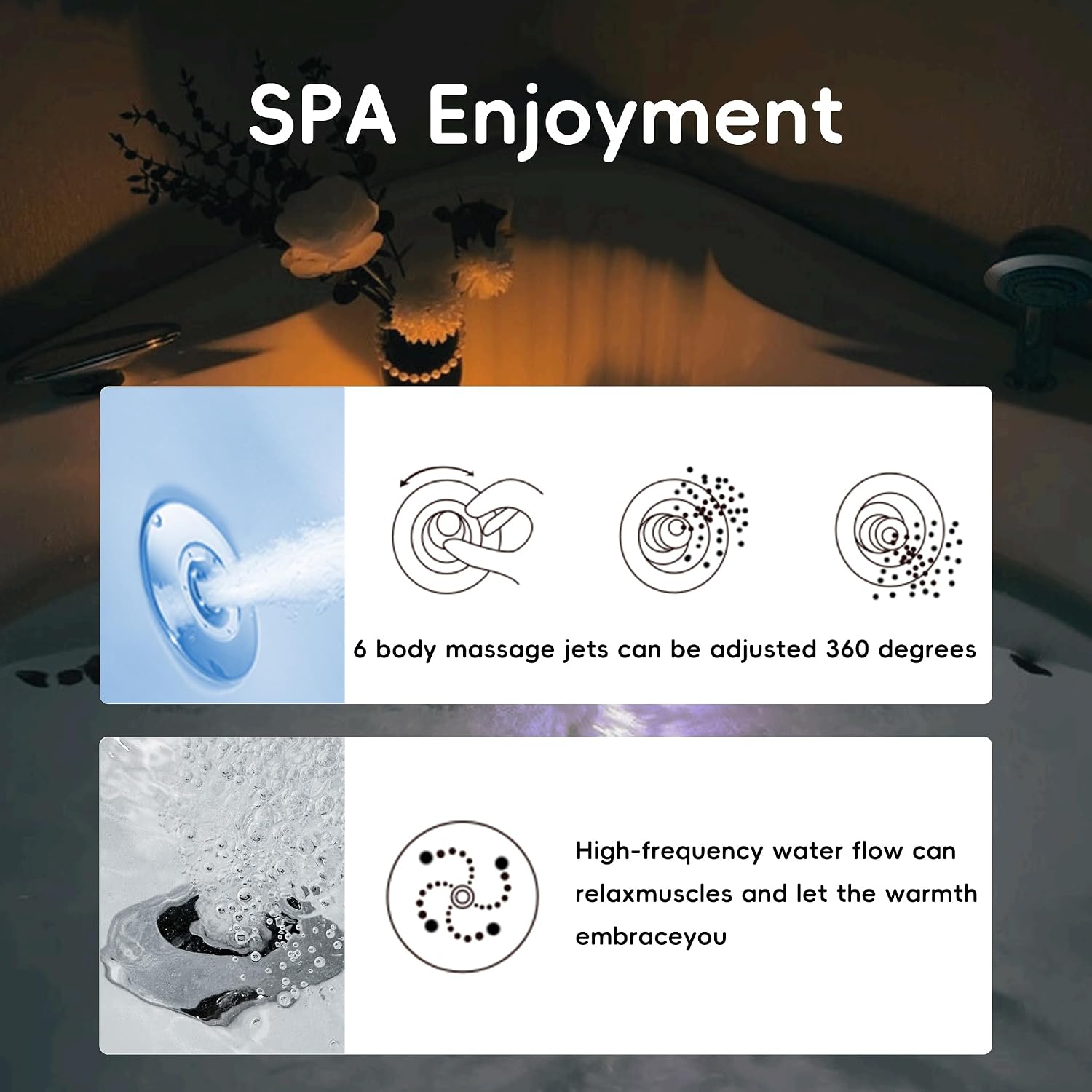 59'x59' Jetted Corner Tubs with 6 Whirlpool Nozzles, 2 Person Massage Whirlpool Bathtub with Pillows, Hydro Massage, Chromatherapy LED Lights, Certified Water Pump, Pneumatic Adjust System