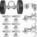 Rolling Gate Hardware Kit for Chain Link Gate Sliding Gate Hardware (6' Rut Runner, 2 Track Wheels, 6 Wall Mounted Track Brackets, 1 Rolo Latch)