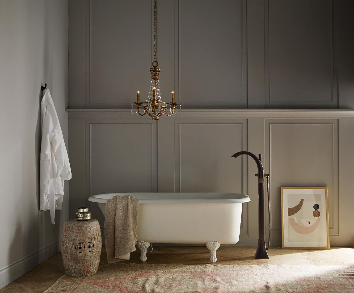 Moen Voss Oil-Rubbed Bronze One-Handle Freestanding Floor Mount Tub Filler with Handshower, 695ORB