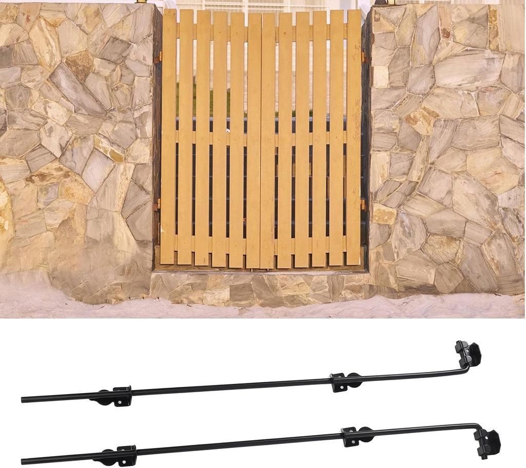 Heavy Duty Cane Bolt Gate Drop Rod, 2 Sets Gate Ground 36 Inch Heavy Duty Drop Rod for Wooden Fences Metal Gates Doors, Easy Installation, Secures Single & Double Doors