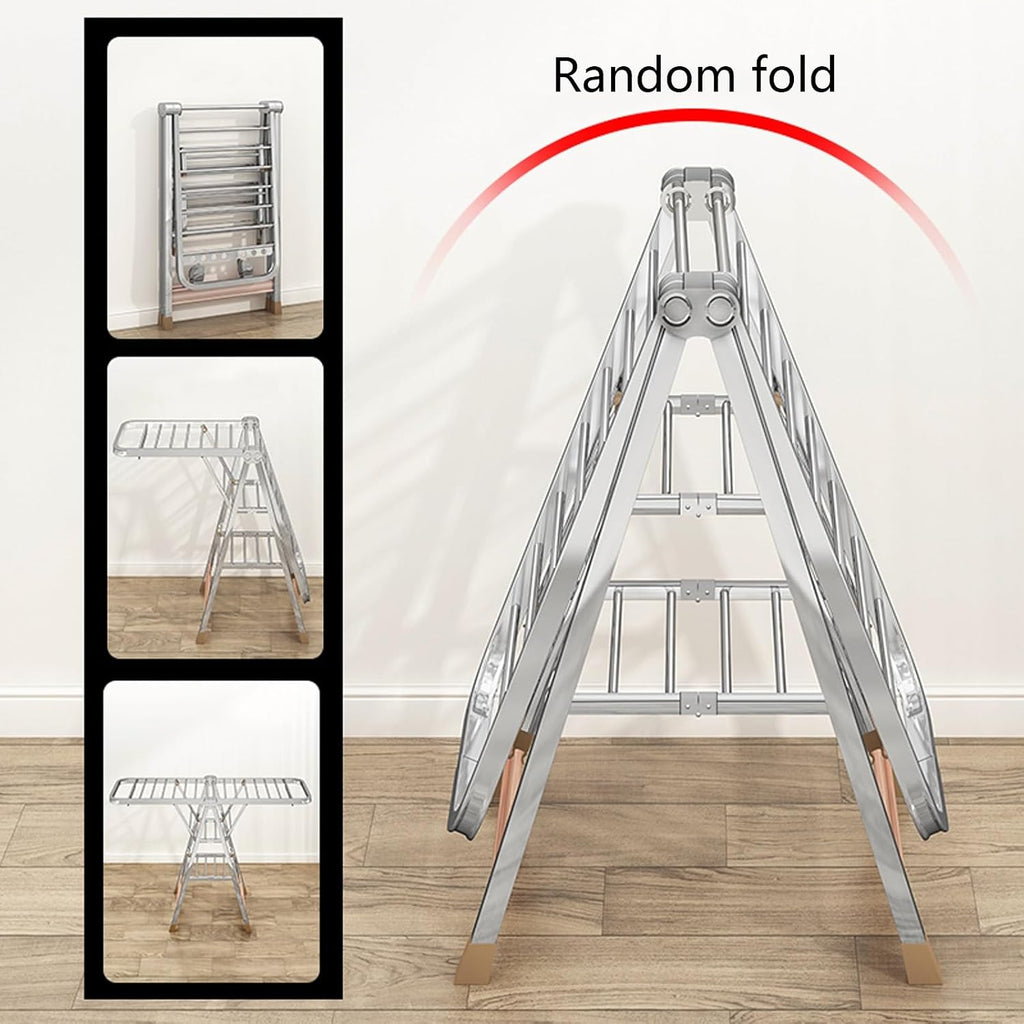 Adjustable Portable Rolling Garment Rack with Wheels, Foldable Metal Clothing Organizer with Bottom Shelf for Bedroom, Laundry, Living Room - 150cm