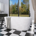 59' Free Standing Tub, Pure Acrylic Freestanding Bathtub, Stylish Stand Alone Contemporary Deep Soaking Bath Tub, cUPC Certified SY1550 (Glossy White)