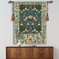 Vintage Medieval Tapestry, William Morris Birds and Flowers, Jacquard Woven Tapestry Wall Hanging for Living Room (Blue)