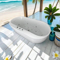 67x31.5 Inch Freestanding Jetted Whirlpool Bathtub | 6 Massage Jets, 8 Air Bubble System, Color-Changing LED Chromatherapy & Adjustable Hydro Massage (white-3)
