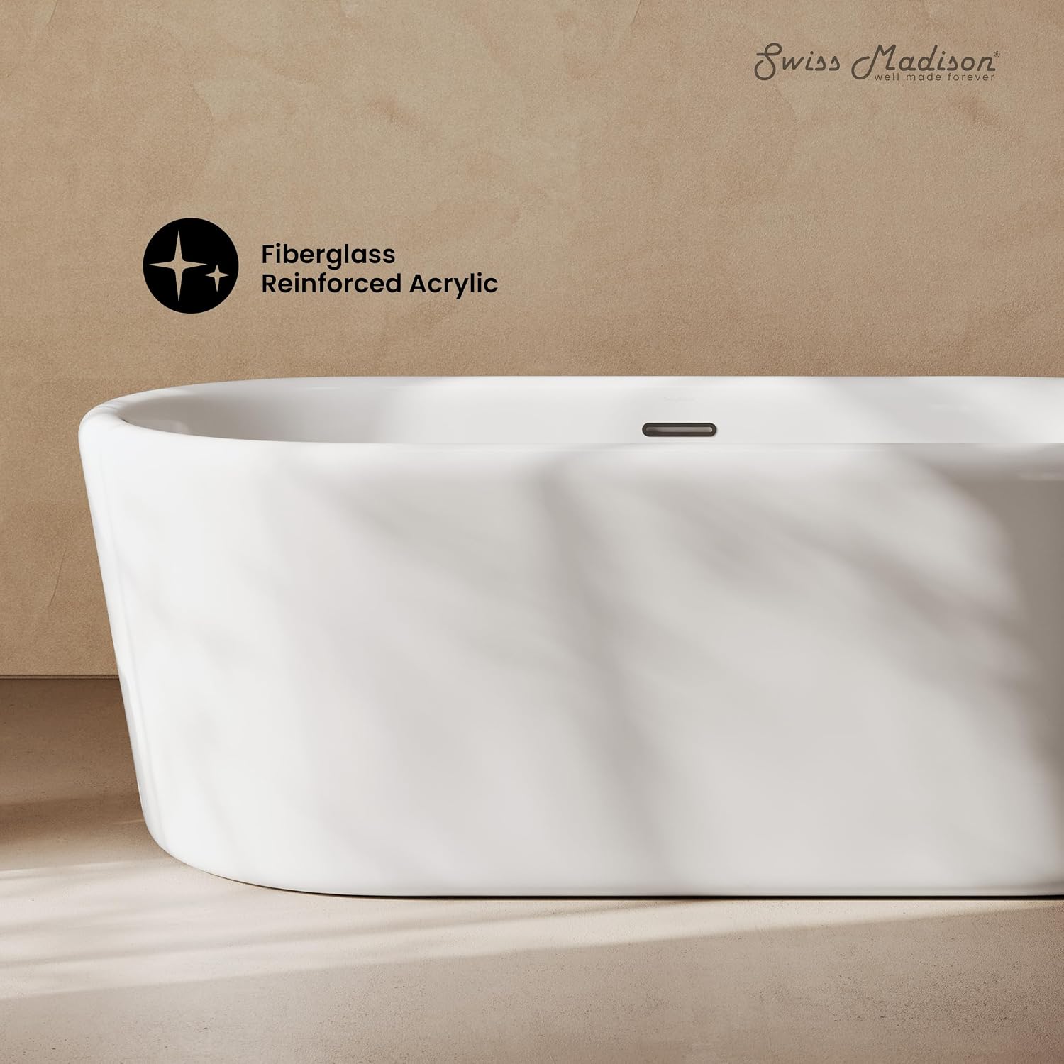 Swiss Madison Nanterre 68' Soaking Freestanding Bathtub in Glossy White, Drain Included