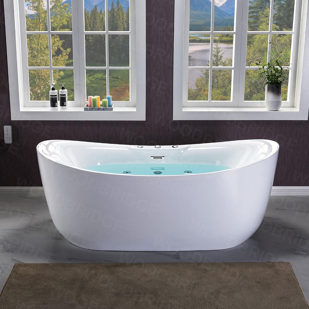 WOODBRIDGE 71' x 31 1/2' Whirlpool Water Jetted and Air Bubble Freestanding Bathtub , B0034
