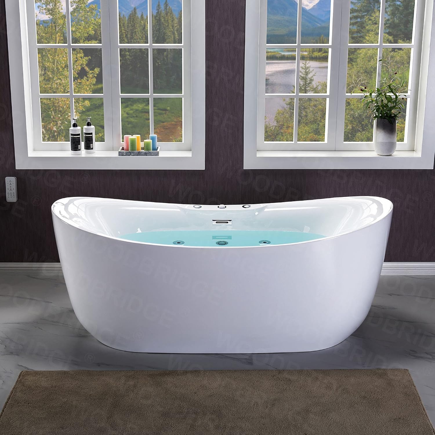 WOODBRIDGE 71' x 31 1/2' Whirlpool Water Jetted and Air Bubble Freestanding Bathtub , B0034