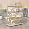 Metal Underwear Panty Bra Shorts Display Rack for Clothing Store Retail Garment Hanger Stand(Gold 120x40x135cm)