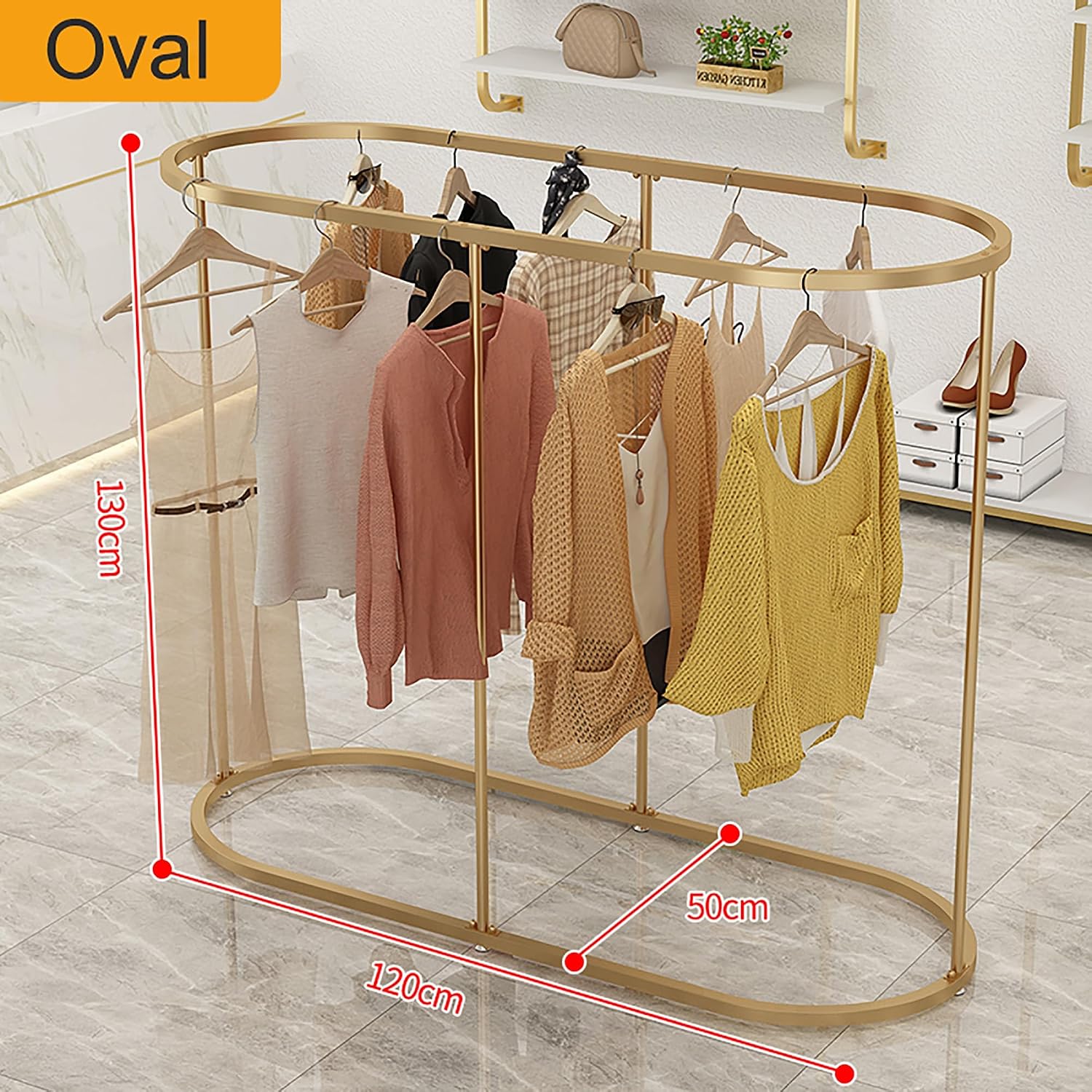 Black Modern Black Metal Hanging Rod Freestanding Garment Rack for Bedroom Hall Clothes Store and Boutique Creative Display in Boutique Clothing Stores,Black L120cm H130cm