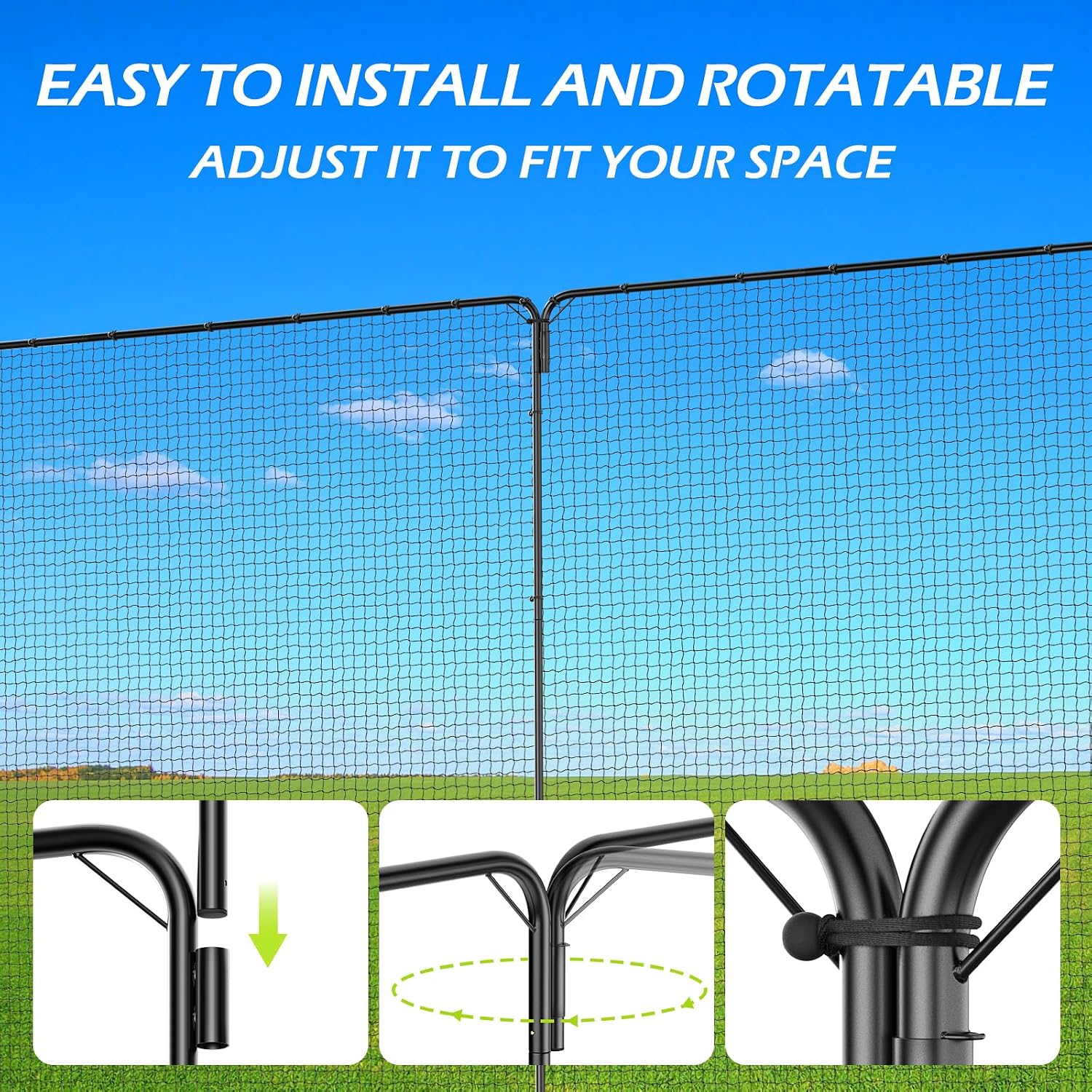 Ball Stop System - Soccer Backstop Net, Heavy Duty, High Impact, Practice Barrier