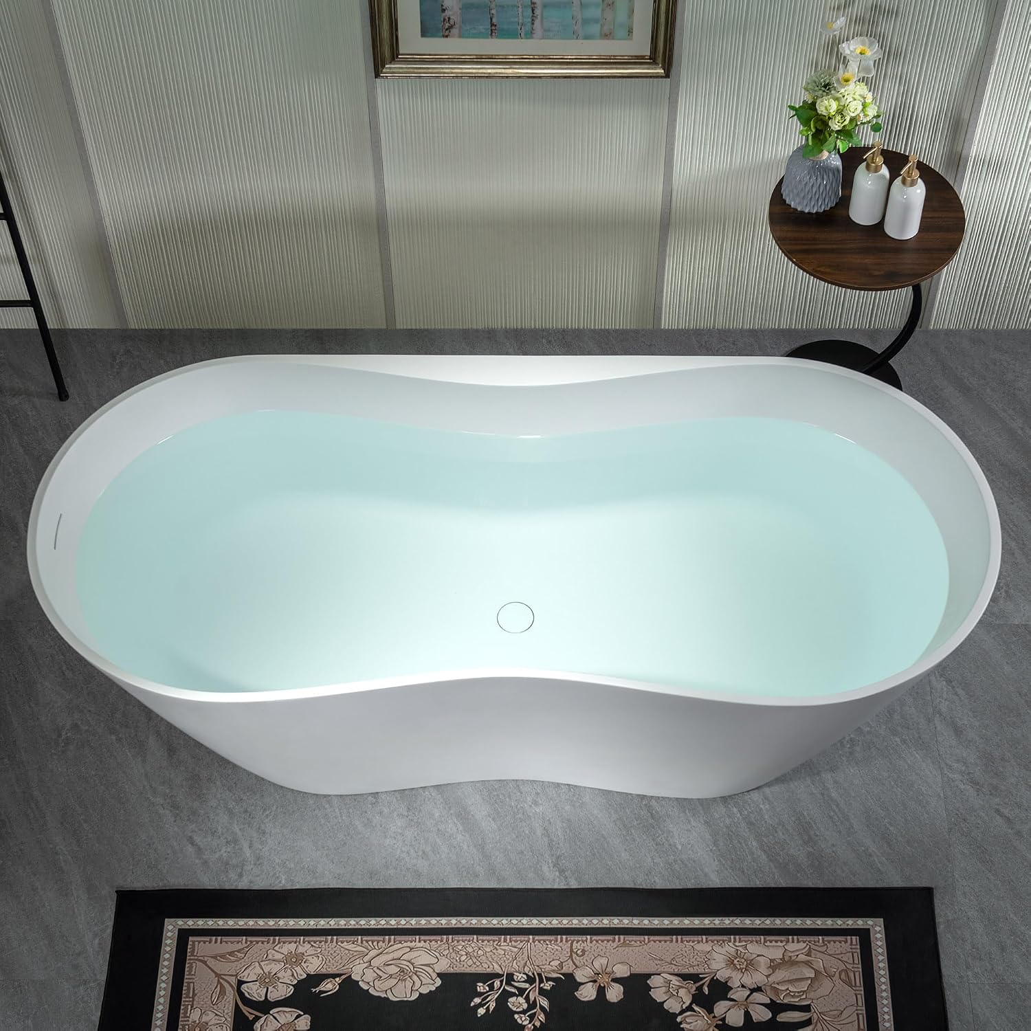 WOODBRIDGE 71' L x 31-1/2' W Luxury Contemporary Solid Surface Stone Resin Freestanding Bathtub in Matte White