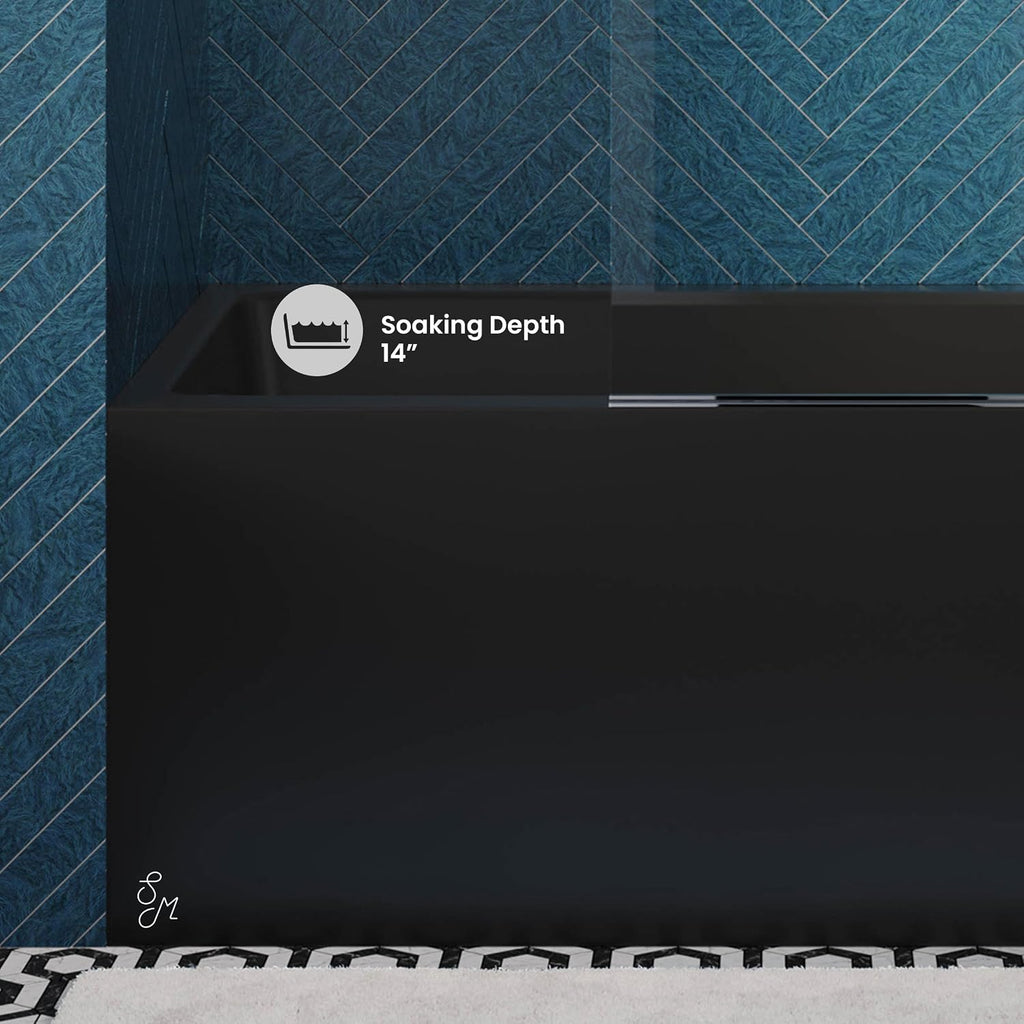 Voltaire 48' x 32' Left-Hand Drain Alcove Bathtub with Apron in Matte Black