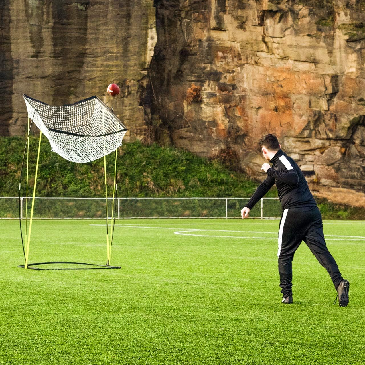 FORZA Quarterback Throwing Net - QB Target Practice Aid | Football Fade Trainer Practice Equipment | Quarterback Drop in Throwing Net | Football Training Gear