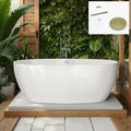 FerdY 67' Acrylic Freestanding Bathtub, Contemporary Soaking tub with Brushed Gold Drain, Elegant Oval Shape, cUPC Certified, Tahiti