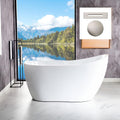 WOODBRIDGE 54'Freestanding White Acylic Soaking Bathtub with Brushed Nickel Drain and Overflow,B0006 -B-Drain &O