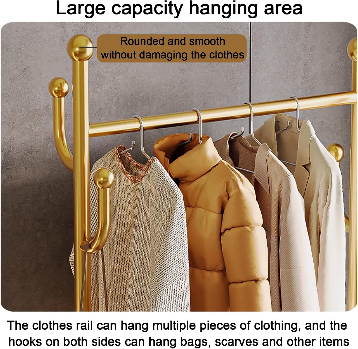 Clothes Rack With Storage Bottom Shelves And Coat/Hat Hooks,Garment Racks,Freestanding Rolling Clothes Organizer On Wheels For Hanging Clothes,For Bedroom Living Room(Black,100cm(39.4in))
