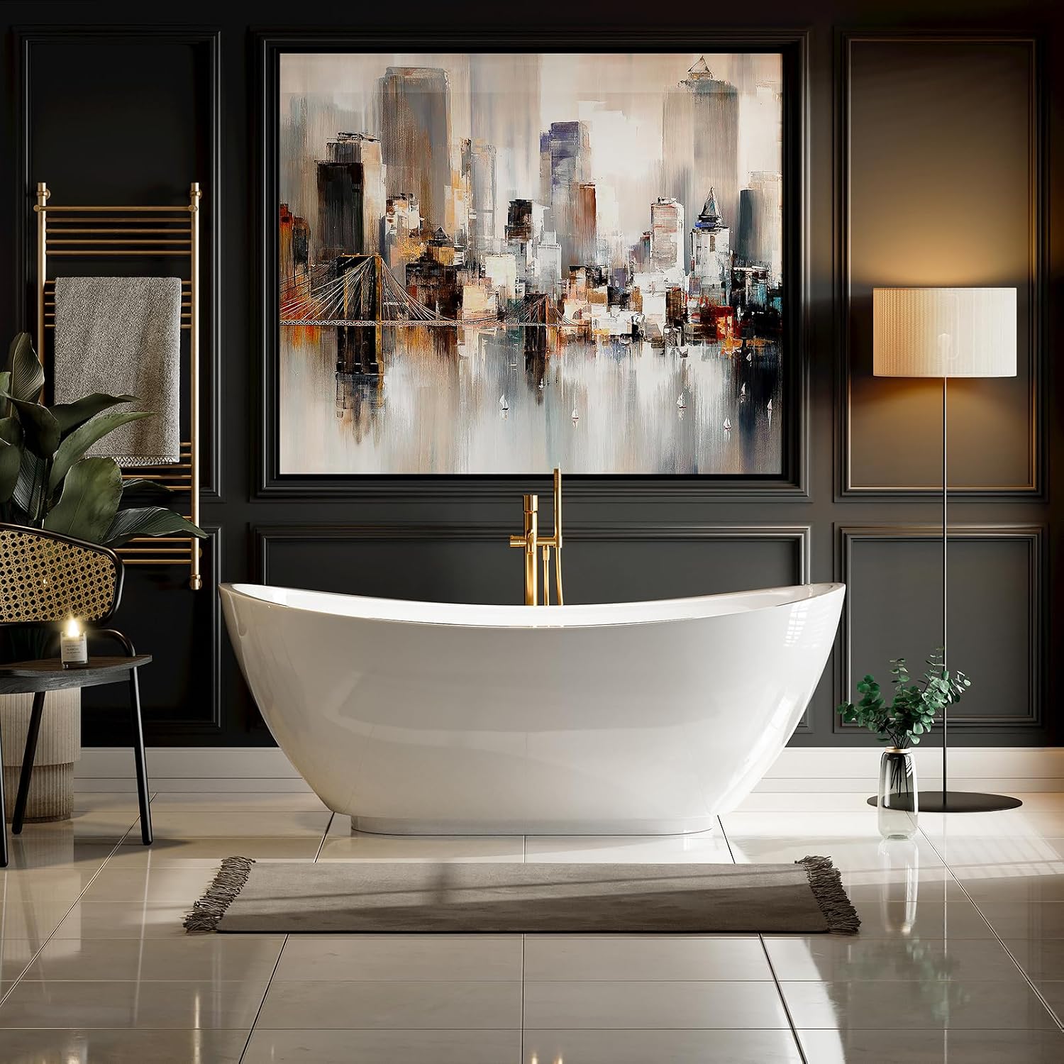 Empava 69' Freestanding Bathtub, Luxury Acrylic Soaking Tub, Modern Stand-Alone Design, Glossy White , cUPC Certified