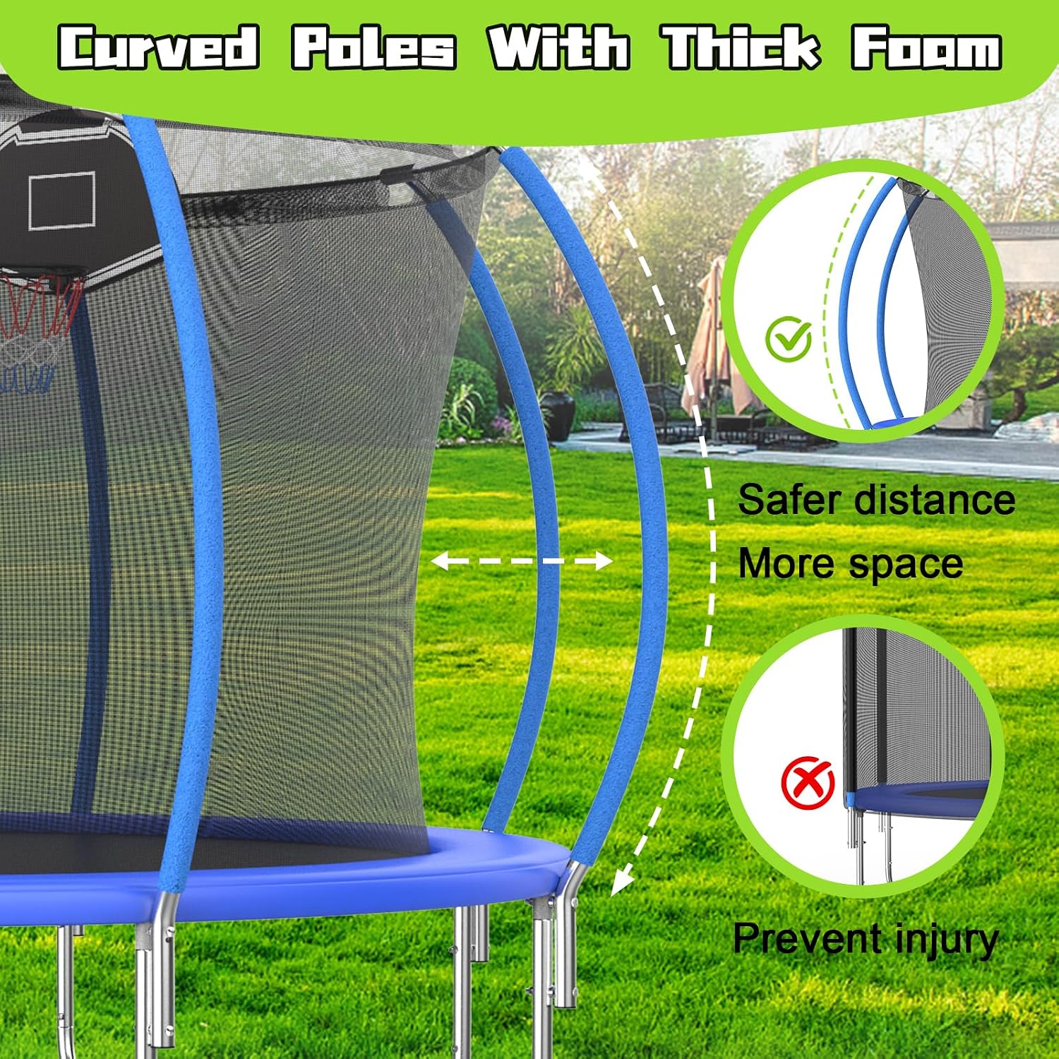 Tranpoline 10FT 12FT 14FT 16FT Tranpoline for Kids with Safety Enclosure Net Recreational Tranpoline for Adults ASTM Approval Backyard Outdoor Tranpoline with Basketball Hoop