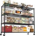 REIBII 60''W Storage Shelves 2399LBS Wire Shelving with Wheels Garage Shelving Heavy Duty Metal Shelves for Storage Rack Adjustable Shelf for Commercial Garage Kitchen, 60' W x 18' D x 65.5' H
