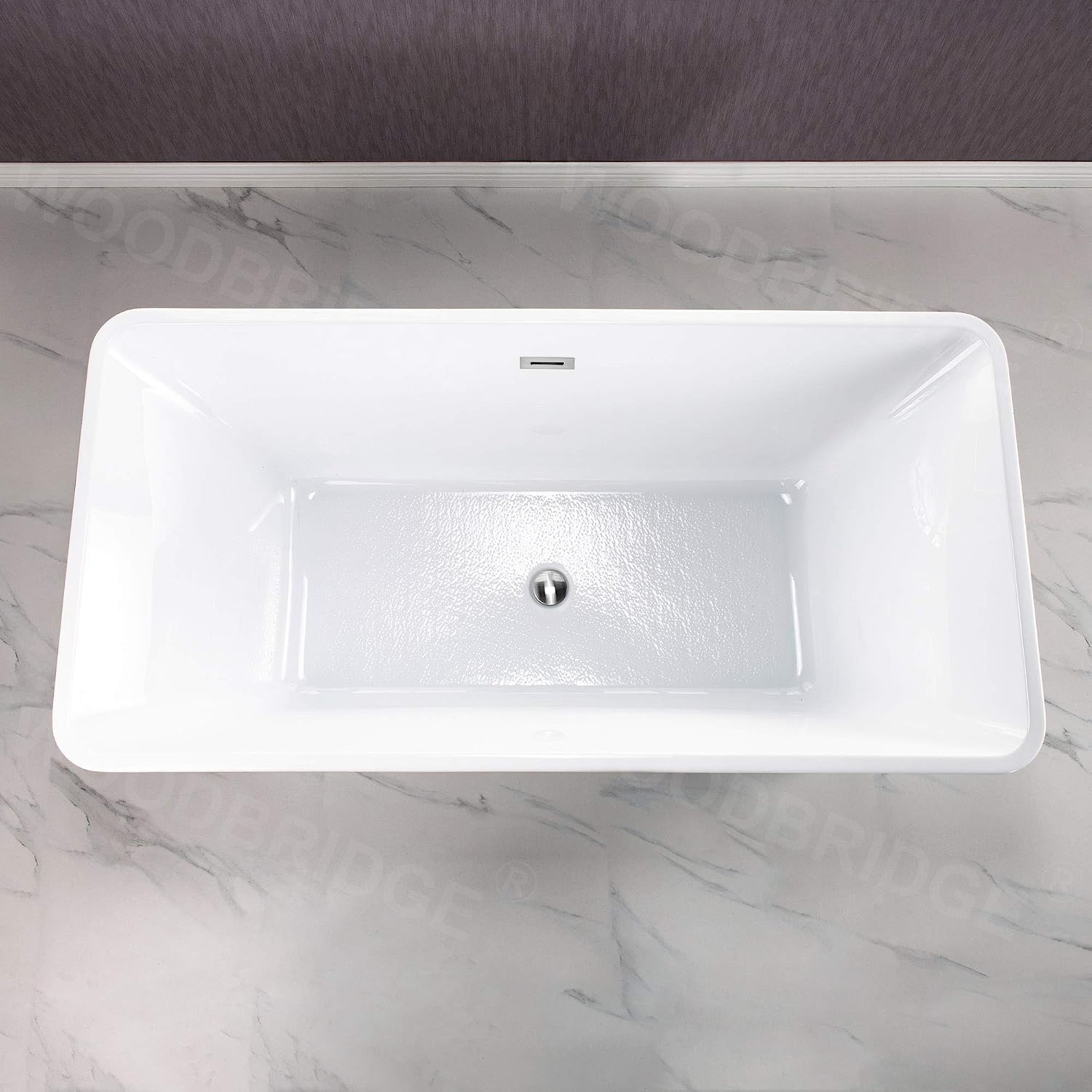 WOODBRIDGE 59'Freestanding White Acylic Soaking Bathtub with Chrome Drain and Overflow,BTA1509 -C-Drain &O
