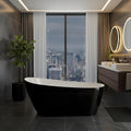 67 inch Acrylic Freestanding Bathtub, Black Exterior White Interior, Deep Soaking Tub to Relieve Fatigue & Soothe Muscles, Freestanding Tub for Bathroom