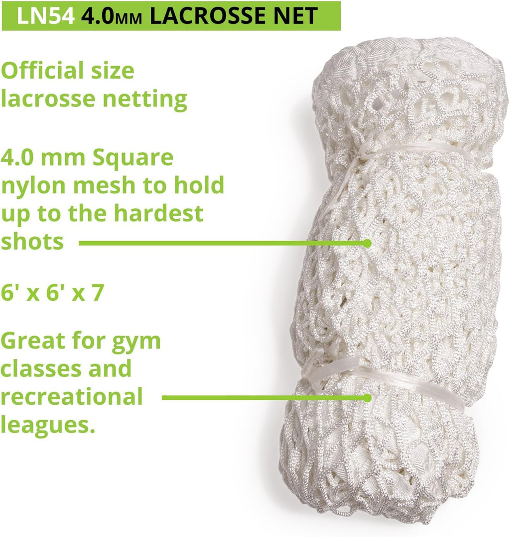 Champion Sports Lacrosse Goal Net - 4mm Official Size White Nylon Net Replacement (Pack of 2)