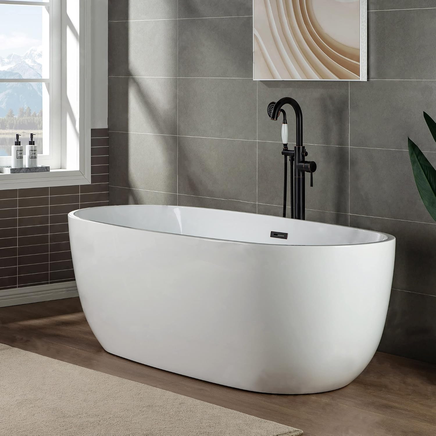 WOODBRIDGE Contemporary Single Handle Floor Mount Freestanding Tub Filler Faucet with Hand Shower in (Oil Rubbed Bronze) Finish,F0010-ORBVT
