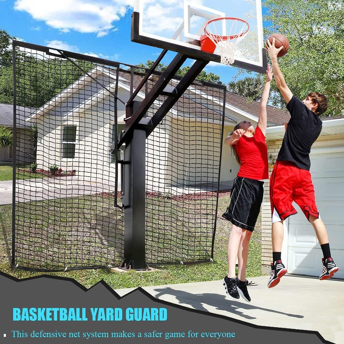 KATOP Heavy Duty Basketball Yard Guard Defensive Net System 12FT x 10FT, UV-Resistant Basketball Barrier Net