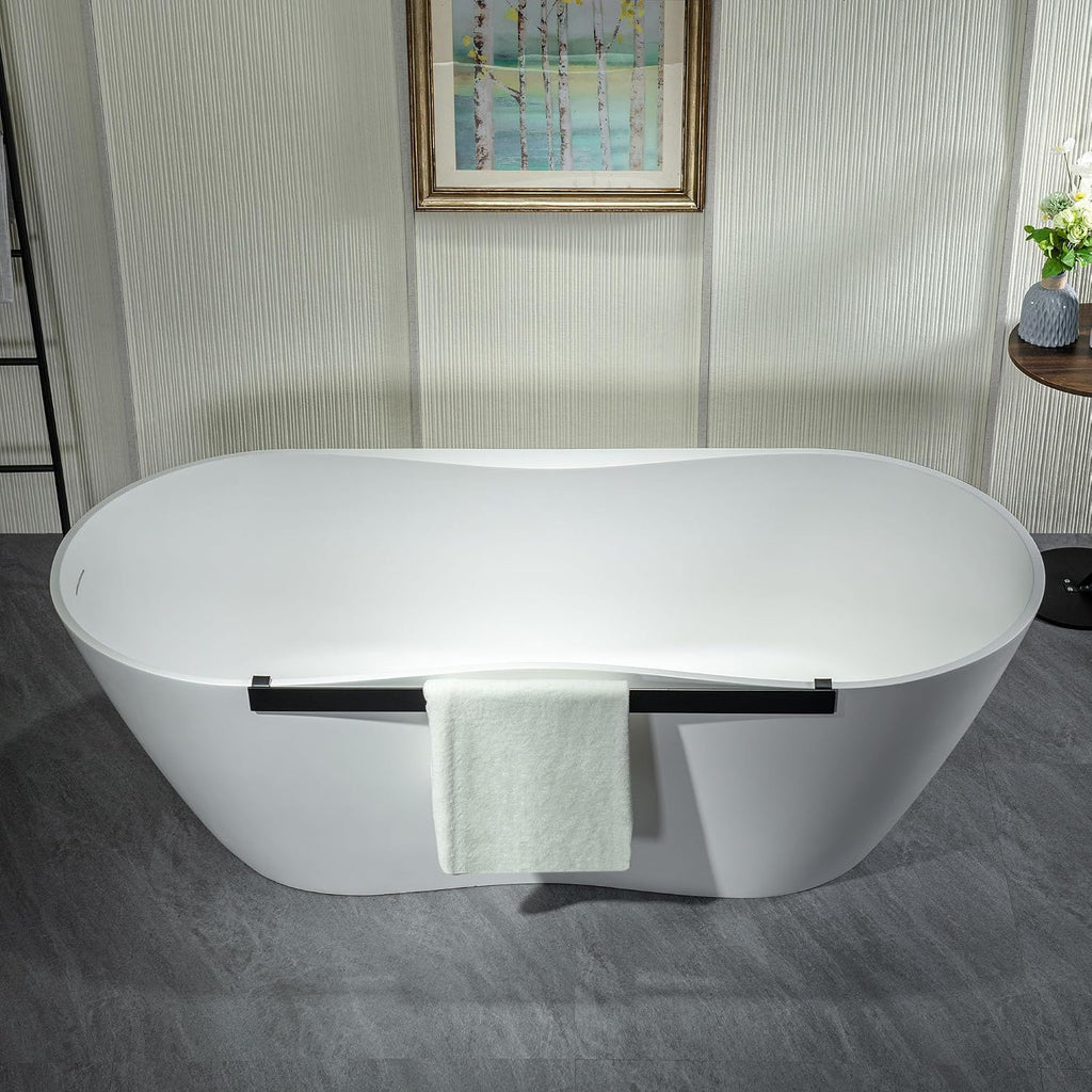 WOODBRIDGE 71' L x 31-1/2' W Luxury Contemporary Solid Surface Stone Resin Freestanding Bathtub in Matte White