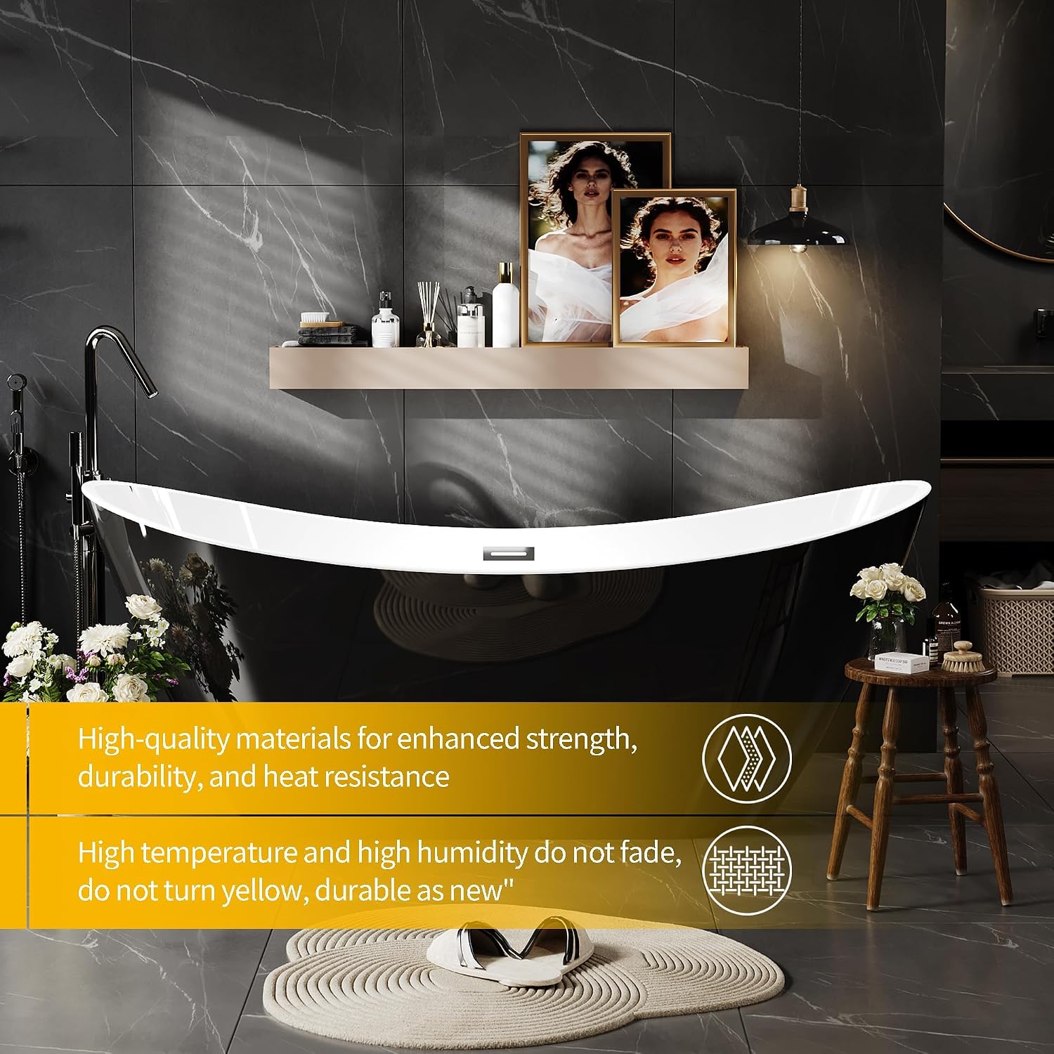 GarveeTech 67 Inch Freestanding Bathtub, Acrylic Deep Soaking Tub, Non-Slip Acrylic Tub with Chrome Overflow and Drain, cUPC Certified, Ergonomic Modern Bath for Bathrooms, Easy-Install