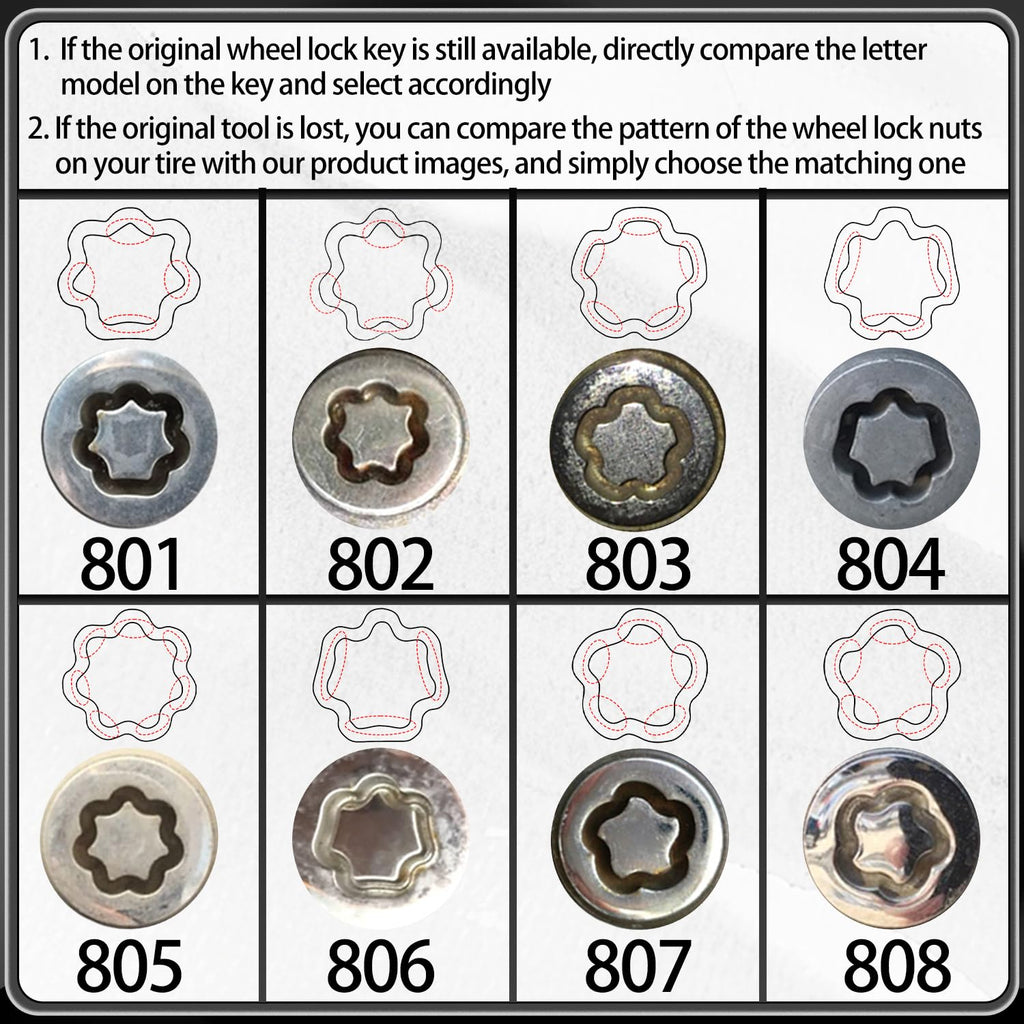 8PCS Wheel Lock Nut Remover Kit for Jeep Renegade Wrangler Cherokee Dodge Journey 2016-2020, 29mm Lock Bolt Inner Dia Anti-Theft Lug Nut Removal Tool