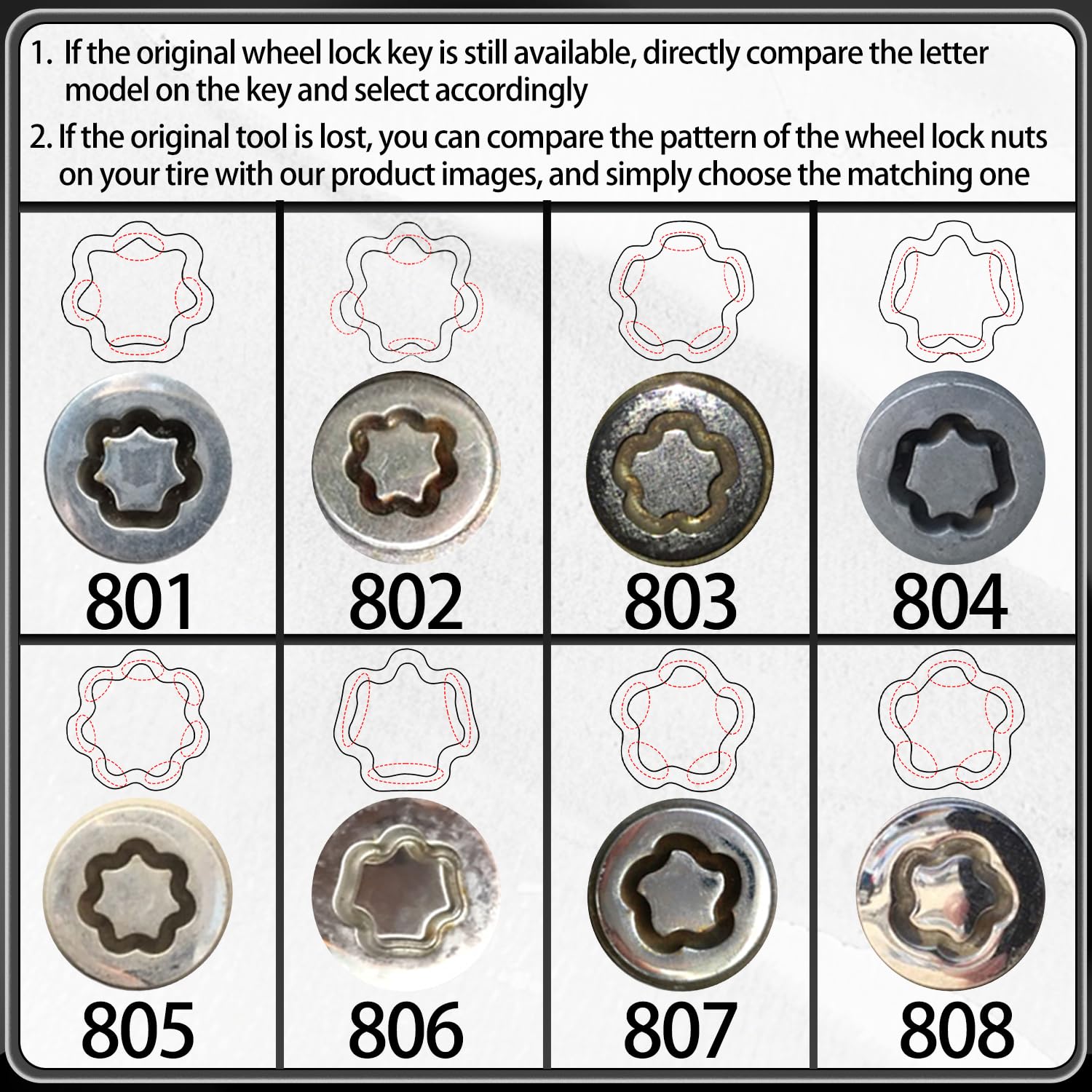 8PCS Wheel Lock Nut Remover Kit for Jeep Renegade Wrangler Cherokee Dodge Journey 2016-2020, 29mm Lock Bolt Inner Dia Anti-Theft Lug Nut Removal Tool
