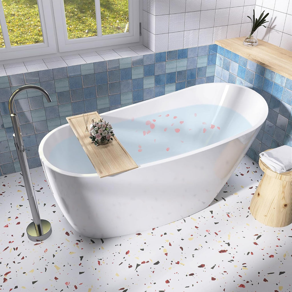 59' Acrylic Free Standing Tub, Stand Alone Tub, Freestanding Bathtub, Soaking Bathtub, cUPC Certified, CM(Glossy White)