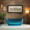 WOODBRIDGE 63' L x 28-3/8' W Transparent Blue Stone Resin Freestanding Soaking Tub with Double Ended Design