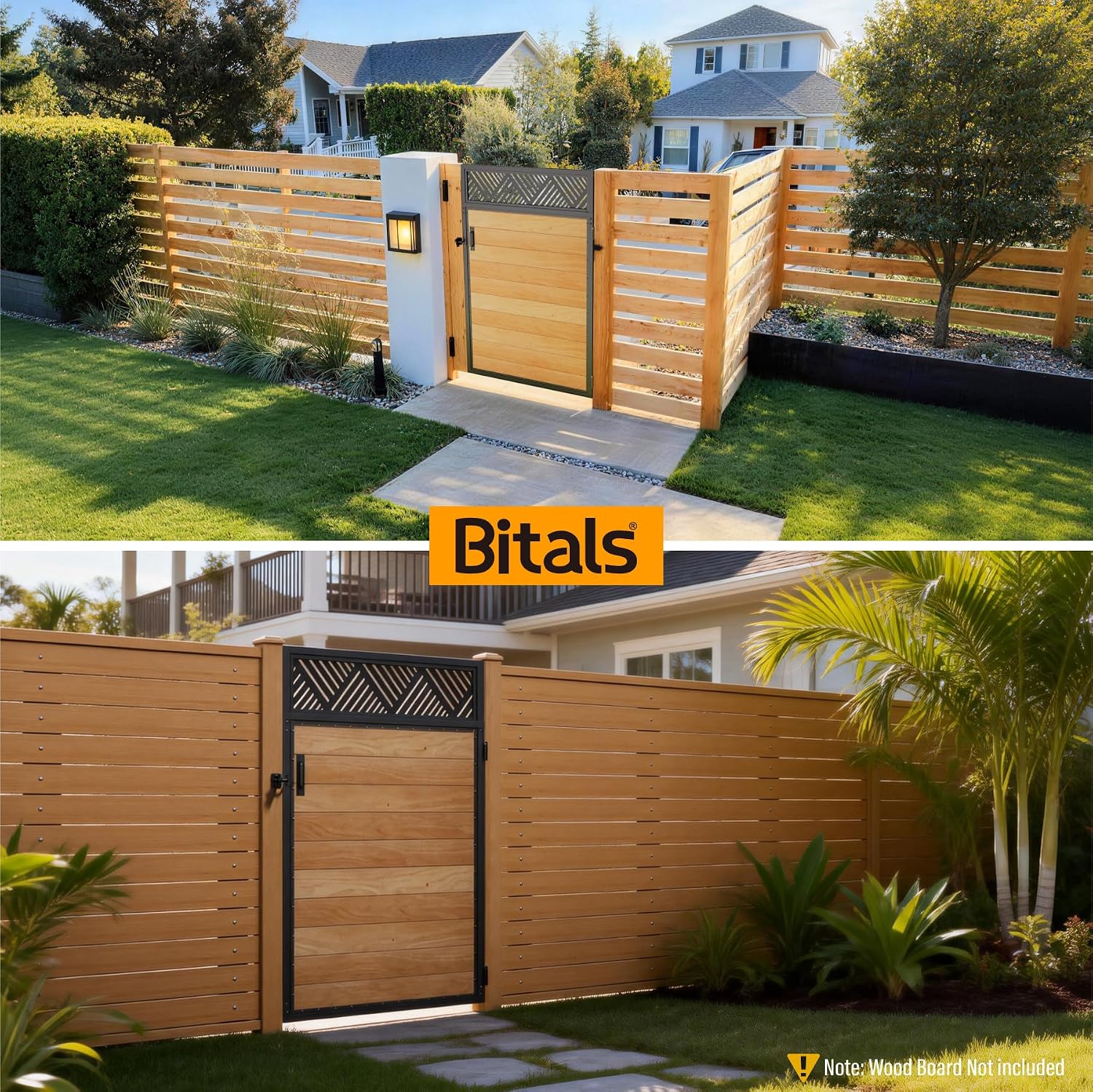 Fence Gate Frame Kit 201 Stainless Steel Anti-Sag Heavy Duty Garden Gate Reinforcement Hardware, Left/Right Mount (No Panels Included)