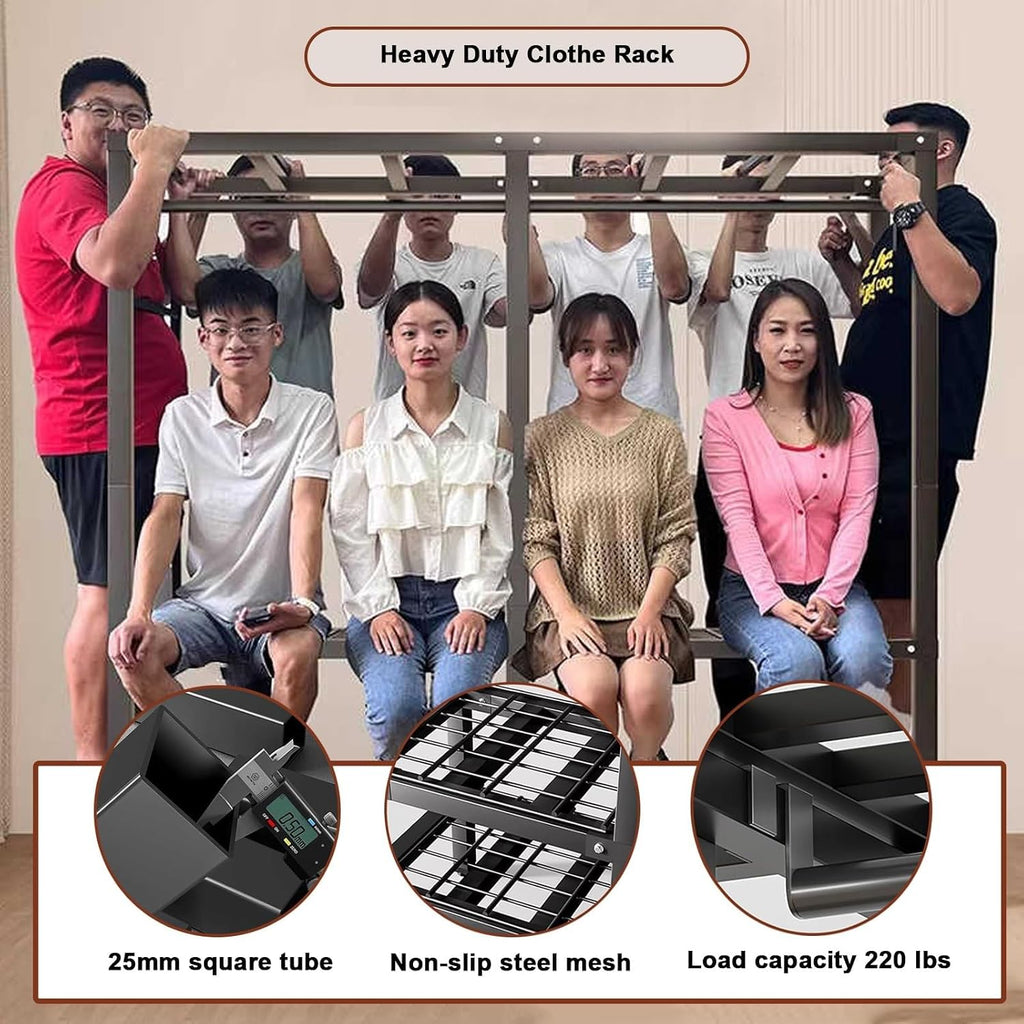 Rollable Clothes Rack, Portable Closet Clothes Rack Organizer for Hanging Clothes, Metal Clothes Rack with Wheels, Foldable Shelves, Freestanding Wardrobe with Dust Cover(180cm/71in)