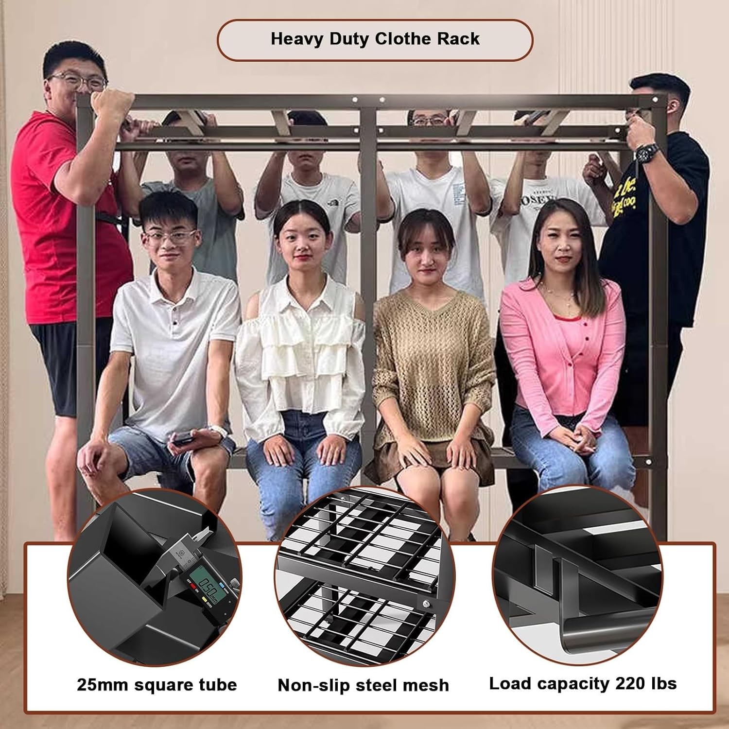 Rollable Clothes Rack, Portable Closet Clothes Rack Organizer for Hanging Clothes, Metal Clothes Rack with Wheels, Foldable Shelves, Freestanding Wardrobe with Dust Cover(150cm/59in)