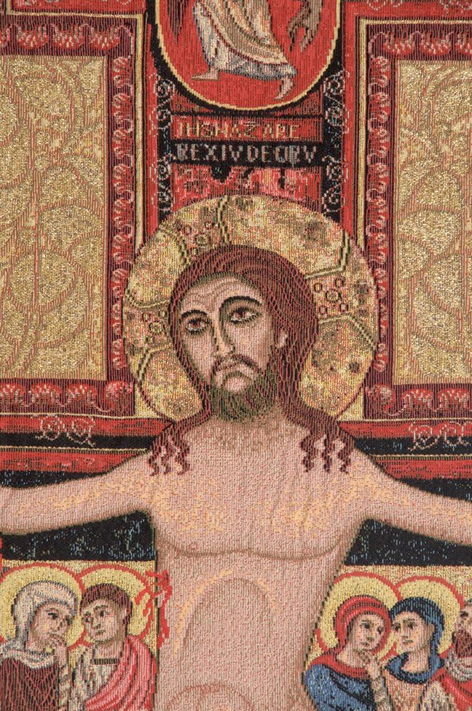 Charlotte Home Furnishings Inc. Crucifix Of St. Damian Italian Tapestry Wall Hanging 35 X 25 Inch Viscose Cotton And Polyester Blend Wall Art Perfect For Home Decor And Wall Decor