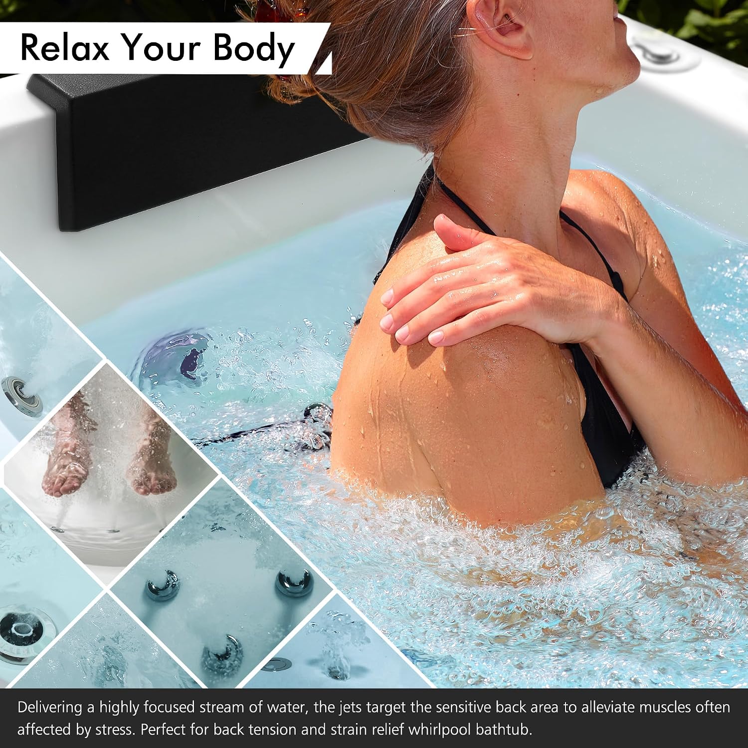 Empava Acrylic Whirlpool Bathtub, 67' Jetted Tub with Heater, Hydro Massage & Chromatherapy, White Modern Freestanding Jetted Air Bathtub
