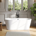 DeerValley 59' Acrylic Free Standing Tub, White Stand Alone Tub, Deep Soaking Tub with Center Drain & Integrated Overflow, Freestanding Bathtub with Ergonomic Design, DV-1T131S
