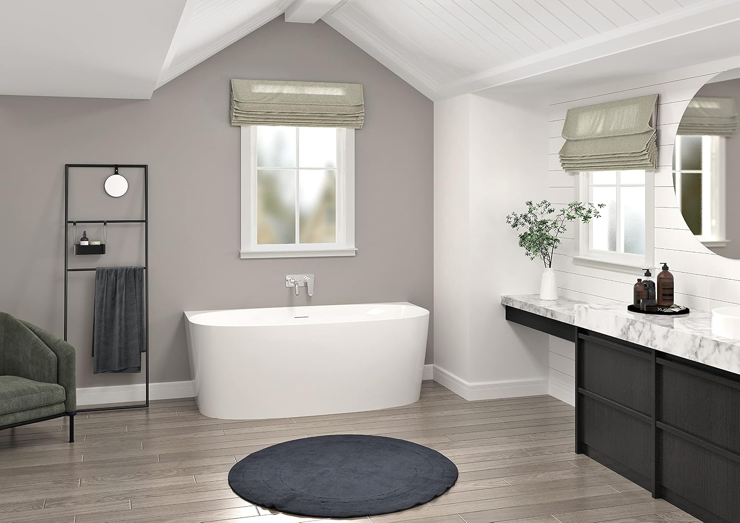 HEATGENE 63 Inches Acrylic Freestanding Bathtub Modern Bathtub Contemporary Soaking Tub Easy to Install UPC Certified Drain & Overflow Assembly Included