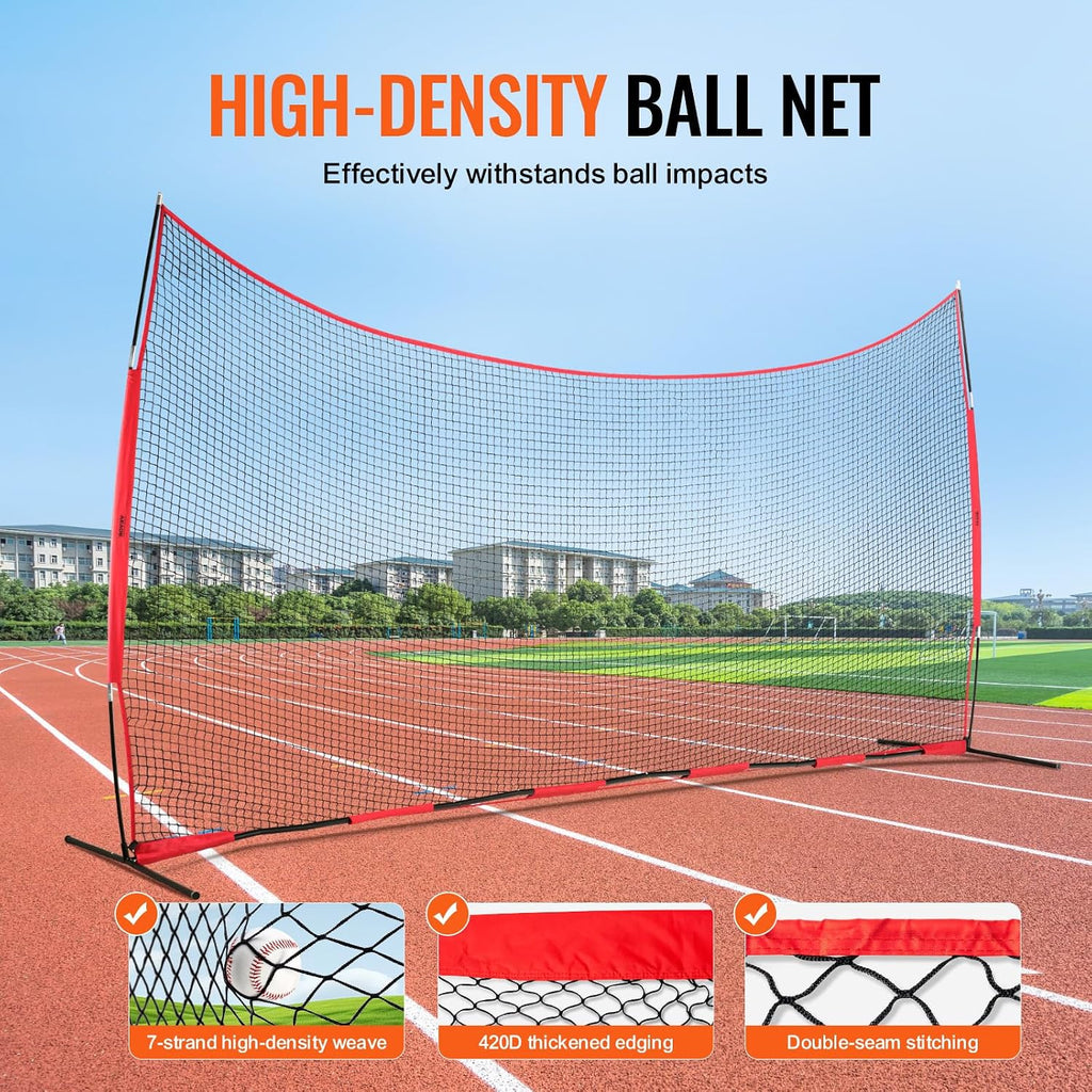 VEVOR 7X7ft/12X9ft/16X10ft/20x10ft Barricade Backstop Net, Ball Sports Barrier Netting, Portable Practice Net for Baseball Softball Lacrosse Hockey Basketball Equipment Training Net