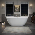 63' Acrylic Freestanding Bathtub, Oval Deep Soaking Bathtub with Center Pop up Drain Integrated Overflow, Stand Alone Bath Tub for Bathroom Spa or Home Upgrade, Glossy White TH 26A09 63