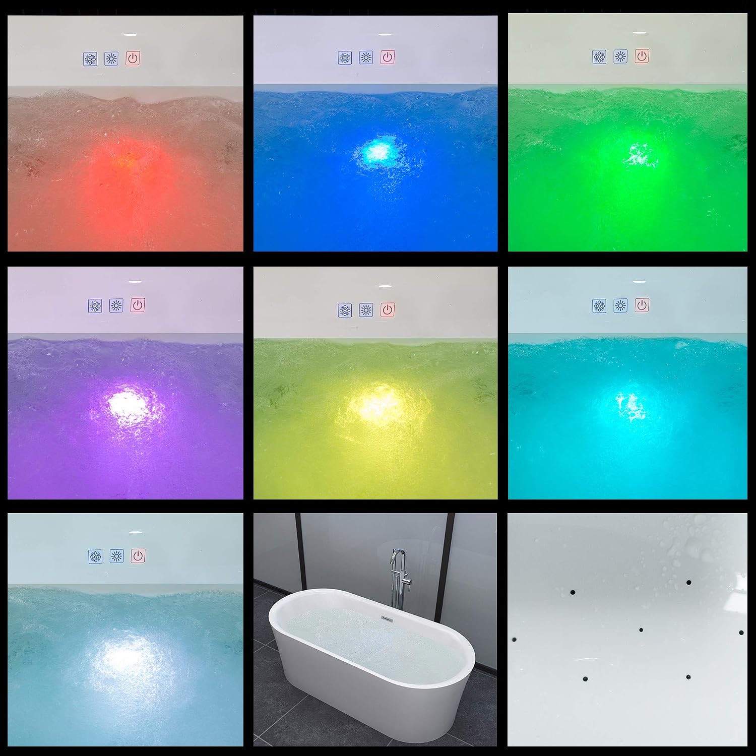 WOODBRIDGE 59' Acrylic Freestanding Bathtub Contemporary Soaking White Tub with Brushed Gold Overflow and Drain，B0102 -BG-Drain &O