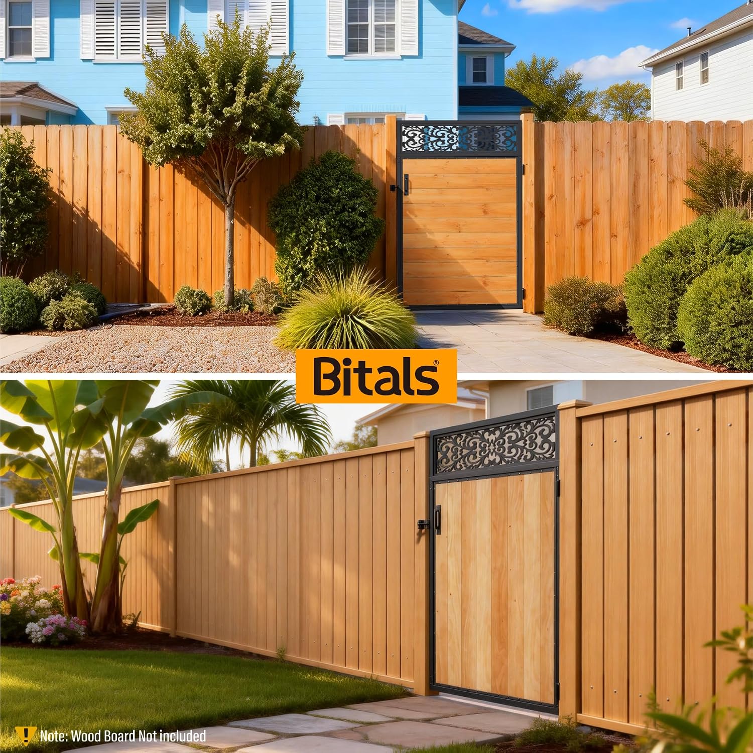 Fence Gate Frame Kit 201 Stainless Steel Anti-Sag Heavy Duty Garden Gate Reinforcement Hardware, Left/Right Mount (No Panels Included)